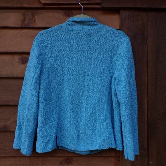 Willow Women's Cardigan Button Turquoise Blue Sweater. 100% Cotton, Made in USA - Picture 4 of 9
